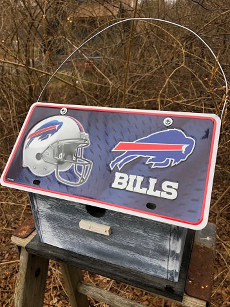 Buffalo Bills NFL License Plate Football Birdhouse Grey Fully Functional image 1