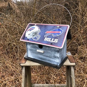 Buffalo Bills NFL License Plate Football Birdhouse Grey Fully Functional image 4