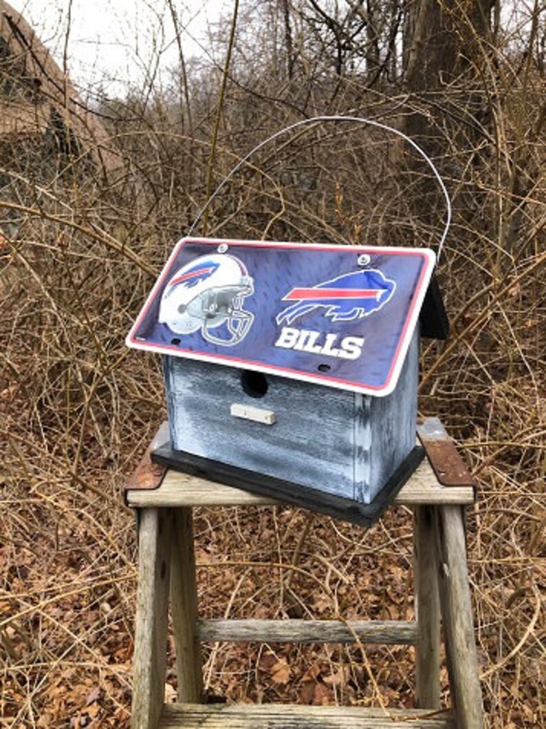 Buffalo Bills NFL License Plate Football Birdhouse Grey Fully Functional image 4