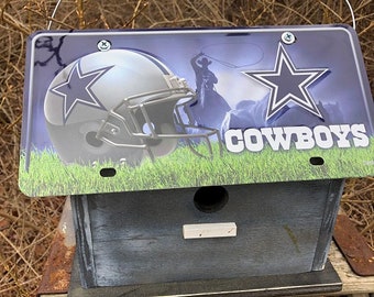 Dallas Cowboys NFL License Plate Football Birdhouse Grey Fully Functional