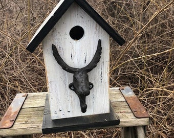 Rustic Primitive Birdhouse Metal Moose Birdhouse Outdoor Bird House