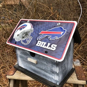 Buffalo Bills NFL License Plate Football Birdhouse Grey Fully Functional image 3