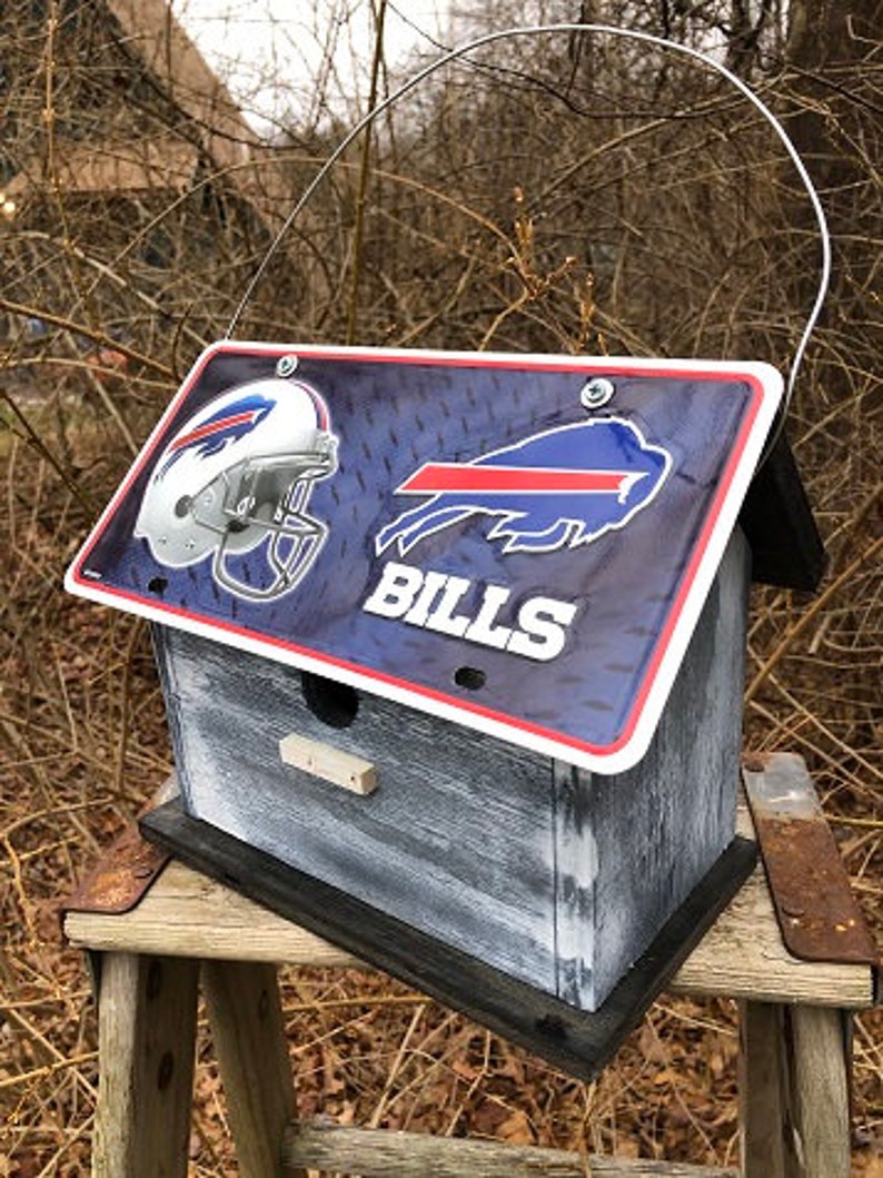 Buffalo Bills NFL License Plate Football Birdhouse Grey Fully Functional image 3