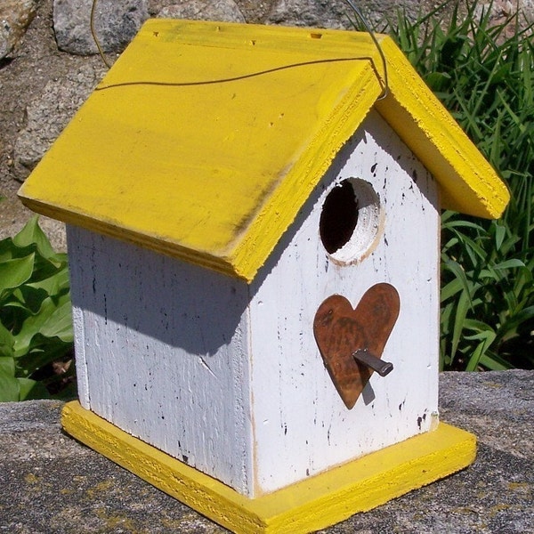 Yellow Primitive Country Chickadee Wren Folk Art Rustic Country Cute