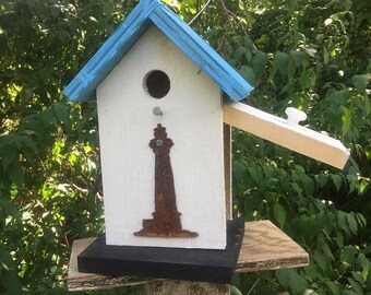 Primitive Birdhouse Rusty Metal Lighthouse Cutout
