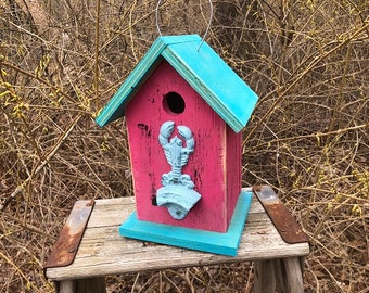 Birdhouse Primitive Metal Lobster Bottle Opener Ocean Beach