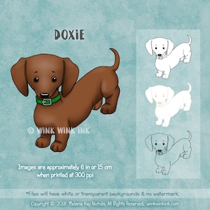 Digital stamp -  Doxie - dachshund puppy dog printable digi image