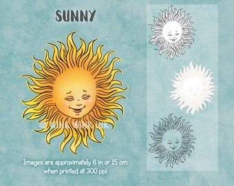 Digital stamp - Sunny - happy sun sunshine printable digi image