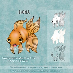 Digital Stamp Fiona cute goldfish printable digi image image 1