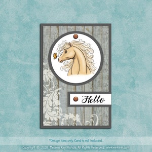 Digital Stamp Free Spirit Horse with Butterfly printable image image 3