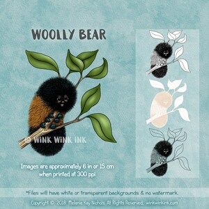 Digital Stamp - Woolly Bear - orange and black caterpillar digi