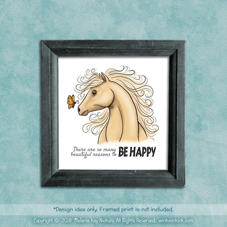 Digital Stamp Free Spirit Horse with Butterfly printable image image 4