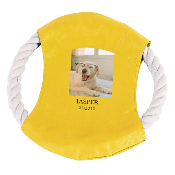 Personalized Dog Rope Frisbee Toy Custom Photo Dog Toy With Name and Date Unique Dog Gift Gift for New Dog Etsy