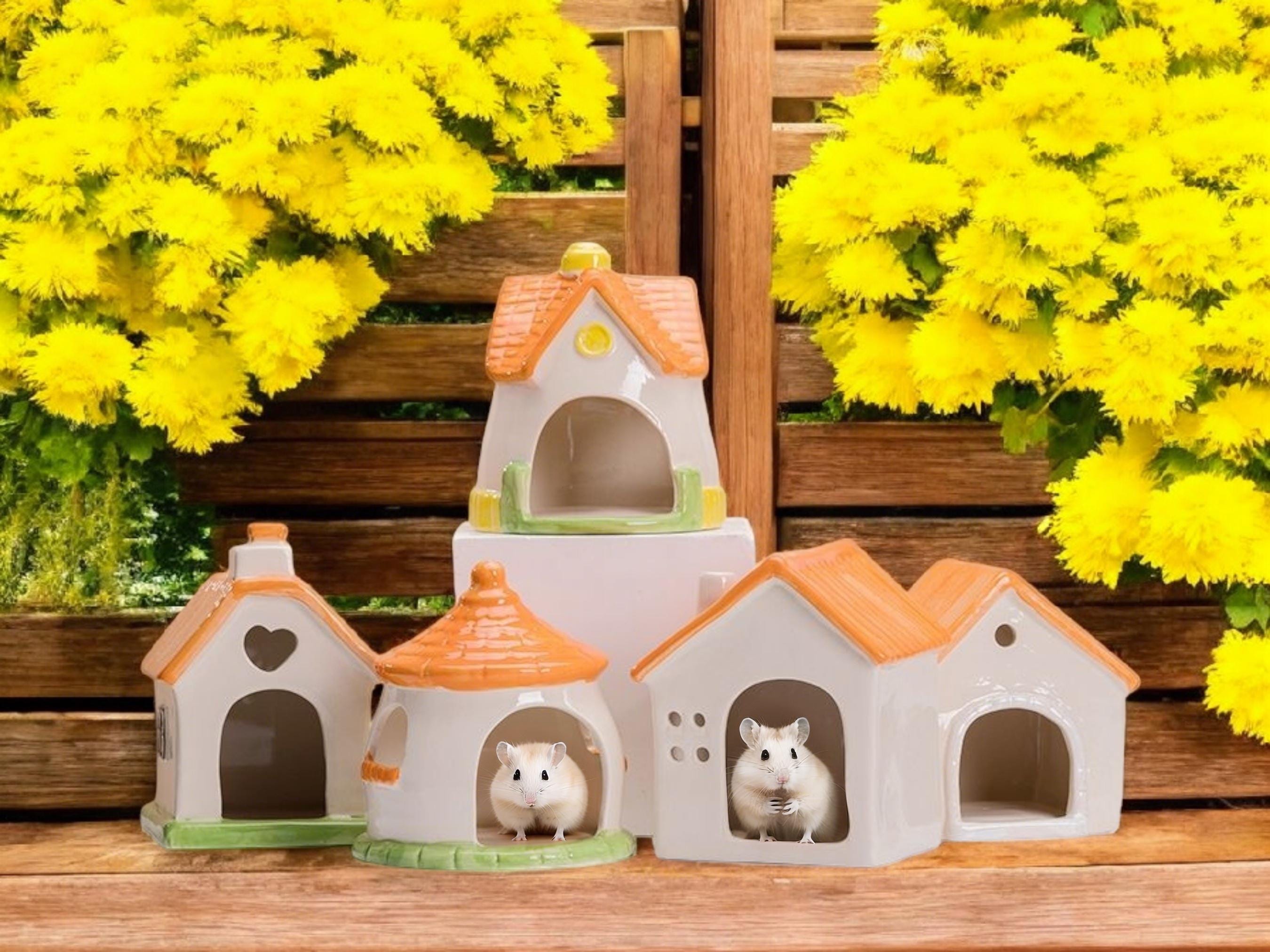 Image showcasing Ceramic Hamster Houses Sets-cute Mini Pet Home Collection for Small ...