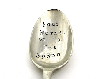 Personalised Tea Spoon, Handstamped Vintage Teaspoon, Tea Lovers Gift, Hand Stamped Flatware