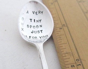 Very Very SMALL personalised spoon, hand stamped demitasse spoon, handstamped vintage coffeespoon