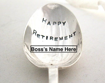 Personalised retirement spoon, handstamped vintage tea, coffee or dessert spoon