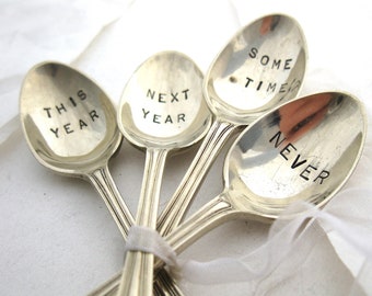 Hand Stamped Silverplated Spoon Canadian Coffee Spoon Vintage Spoon Caffeine Lover Extra Kind Double Double Canuck Timmies