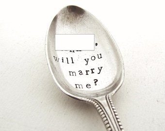 Wedding Proposal Spoon, Handstamped Vintage Teaspoon, Personalised Tea Spoon