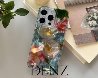 Flower and Water Pattern Clear Phone Case