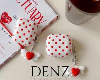 AirPods Hülle Rot mit Polka Dots Muster