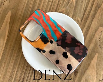 Patchwork Leopard Muster Transparent Handyhülle