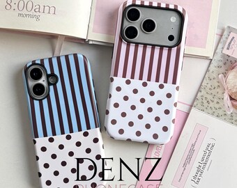 Polka Dot Gestreifte Muster Blau & Pink Handyhülle