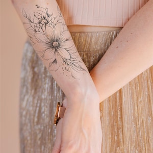 Aesthetic Floral Tattoo, Rare Floral Tattoo, Artful Arm Tattoo, Back Tattoo, Graceful Leg Tattoo, Feminine Flower Tattoo, Digital Print