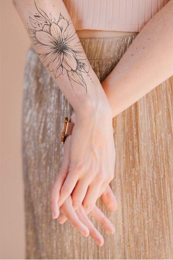 Elegant Arm Tattoo, Unique Botanical Ink Tattoo, Enchanting Back ...