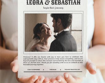 Custom Wedding Newspaper Template, Unique DIY Keepsake Print, Personalized Wedding Program, Create Your Own Newspaper Keepsake