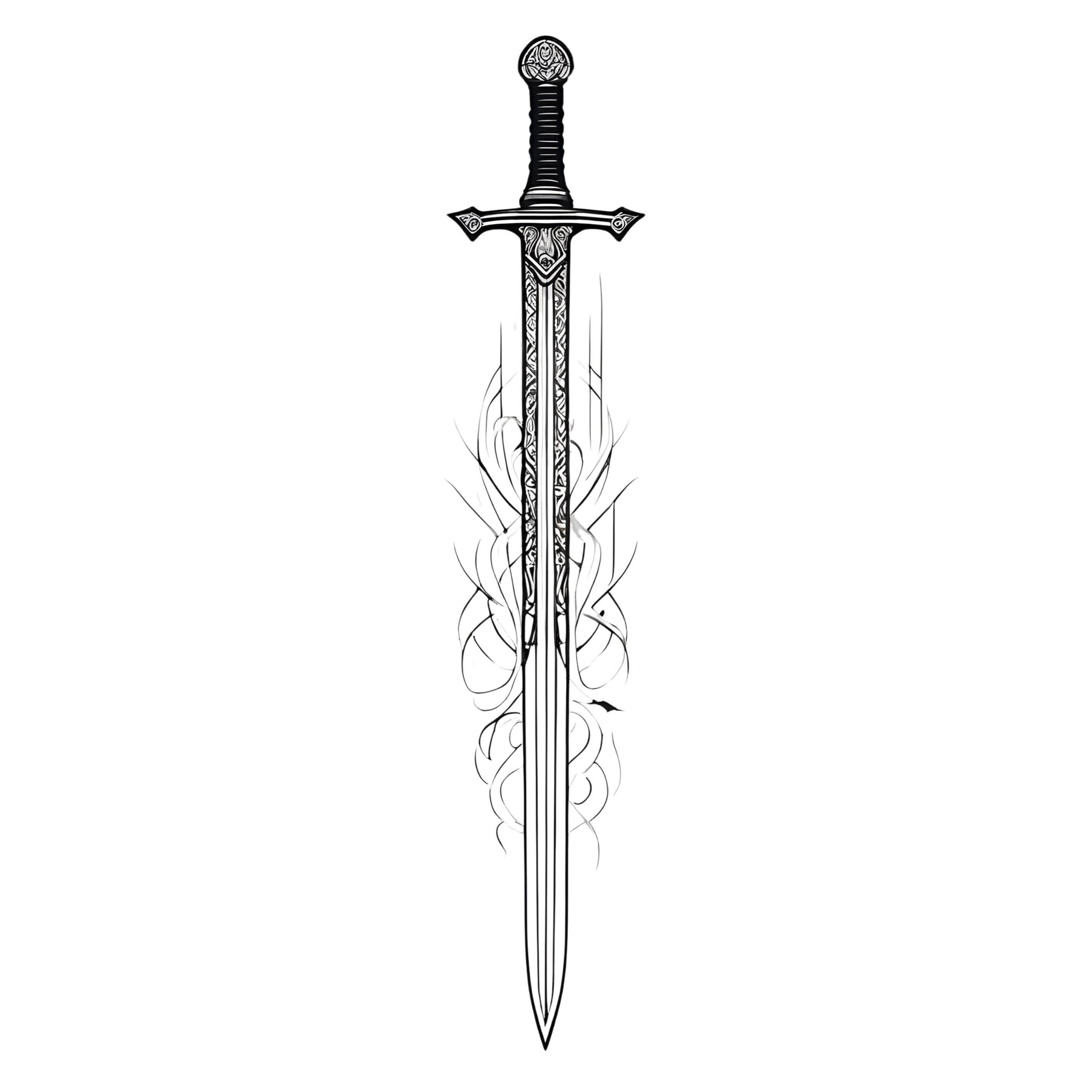 Fine Line Sword Tattoo, Detailed Blade Tattoo Art, Medieval Themed Tattoo,  Artistic Tattoo, Ornate and Exquisite Tattoo, Decorative Tattoo - Etsy, image size:2813x2813