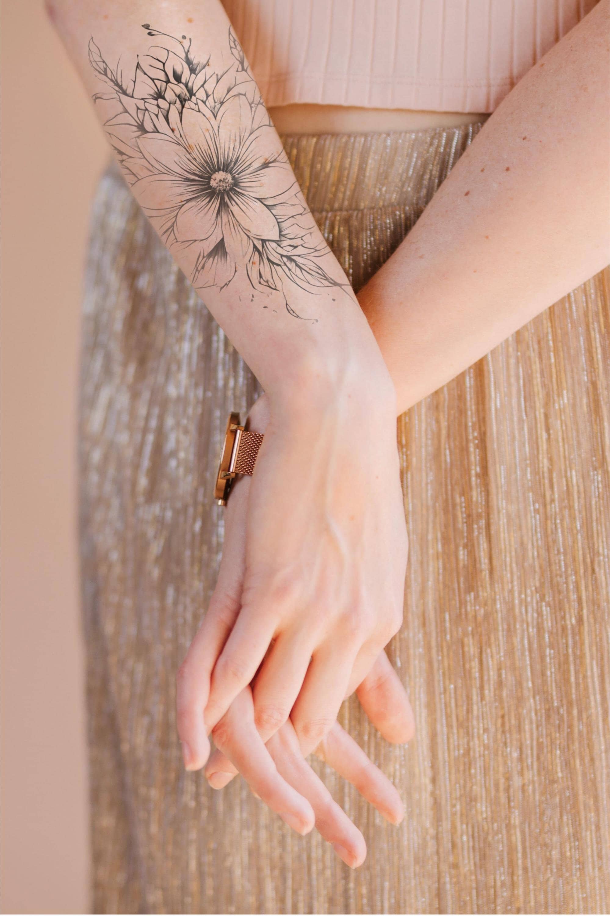 Floral Wrap Around Forearm Tattoo Ideas