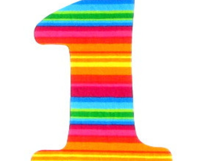 extra large birthday rainbow print number 1fabric iron on etsy