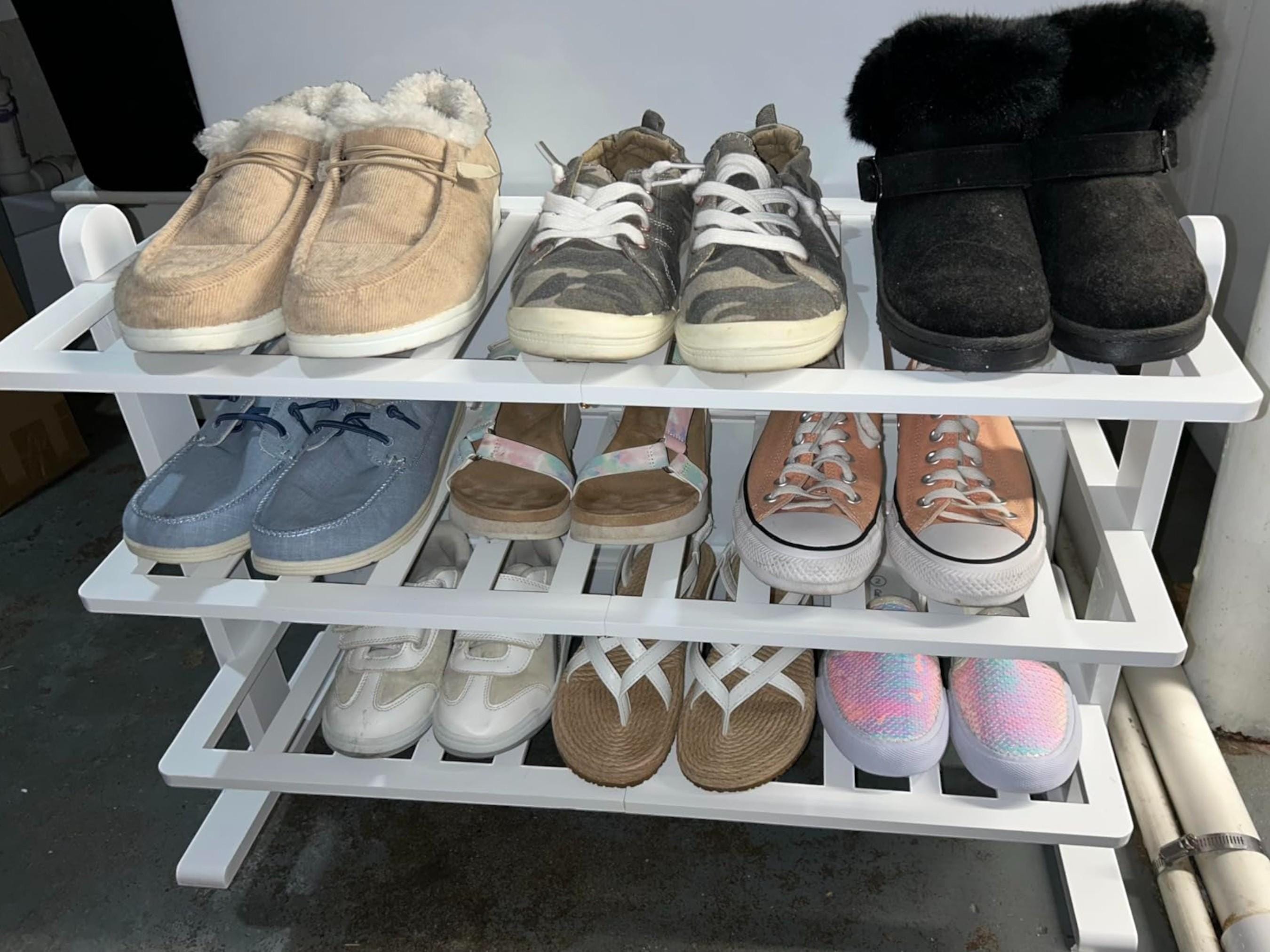 Square White Shoe Rack White Shoe Rack 3-tier Bamboo Shoe Rack Shoe Organizer Wooden ...