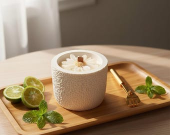 Handmade "Daisy" customizable candle, 250g soy wax, high-quality fragrances: sustainable, vegan, cruelty-free!