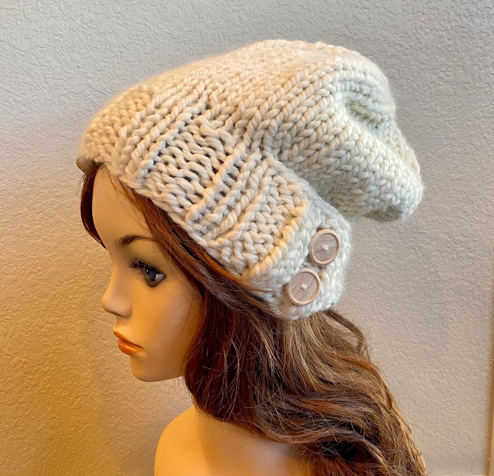 Knit Hat Women Knit Hat Slouchy Knit Hat Chunky Knit Wool Etsy
