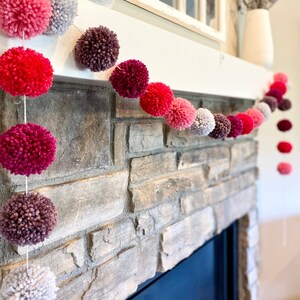 Pink, Purple, Grey Pom Pom Garland, Baby Room Decor, Nursery Garland, Pom Pom Wall Decor, Pom Pom Bunting, Foxton