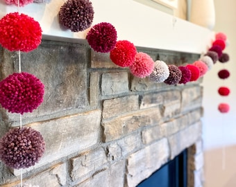 Pink Purple Pom Pom Garland, Nursery Decor, Photo Prop