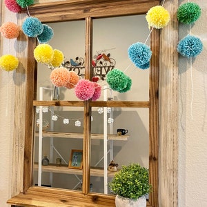 Pastel Yarn Pom Pom Garland, Nursery Decor