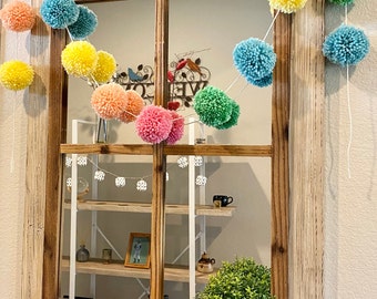 Pastel Yarn Pom Pom Garland, Nursery Decor