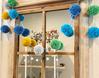 Colorful Pom Pom Garland, Baby Nursery Decor
