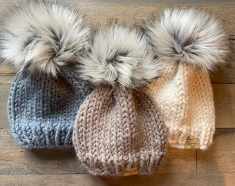 Knit Baby Hat Faux Pom, Women Faux Hat, Infant Hat, Hand Knit Toddler Hat, Girl Knit Hat, Knit Hat, Photo Shop, Adult Knit Hat