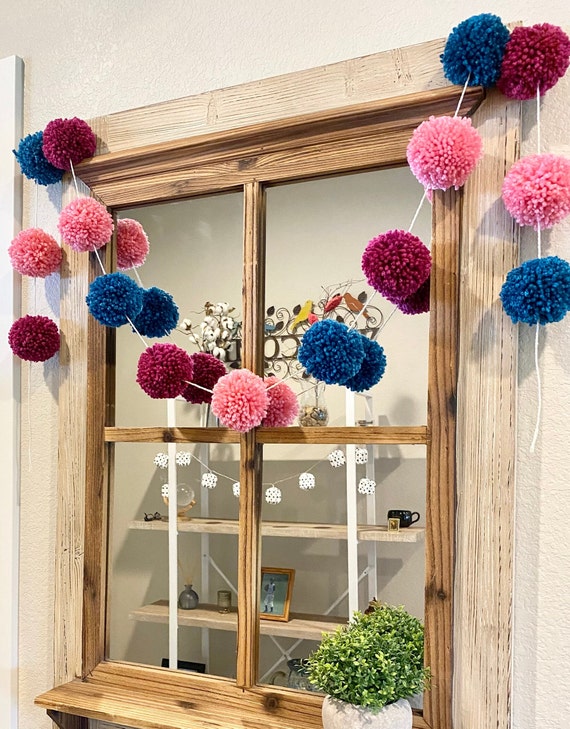 Teal and Pink Pom Pom Garland, Baby Room Decor, Nursery Garland, Pom Pom  Wall Decor, Pom Pom Bunting