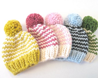 Knit Baby Hat, Infant Hat, Striped Beanie,  Toddler Knit Hat, Knit Striped Hat, Girl Knit Striped Hat, Knit Hat, Photo Shop, Adult Knit Hat