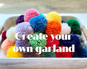 Create your own garland, Baby Room Decor, Nursery Garland, Pom Pom Wall Decor, Pom Pom Bunting