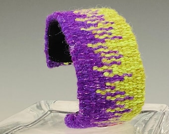 Handwoven Tapestry Cuff Bracelet - Purple/Green