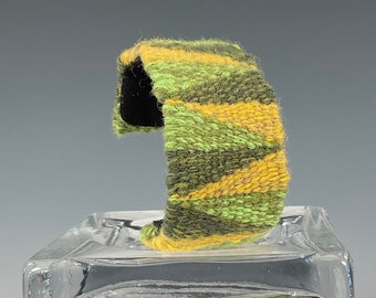 Handwoven Tapestry Cuff Bracelet - Yellow/Greens Triangle