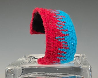 Handwoven Cuff bracelet - Turquoise/Red