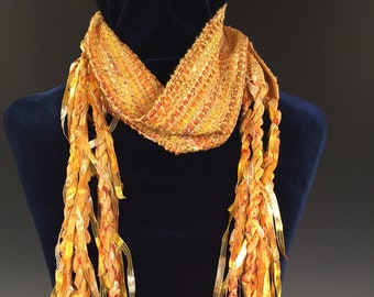 Handwoven Funky Fringe Scarf Goldilocks