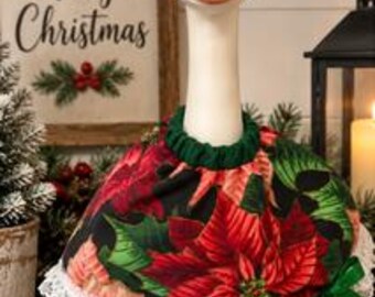 Desk goose Christmas poinsettia outfit for 7" office goose